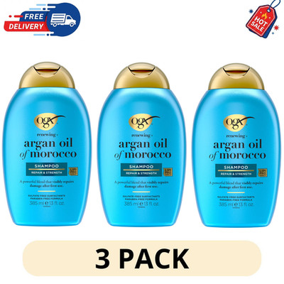 3 Pack OGX Renewing Argan Oil of Morocco Shampoo 13 fl oz Moisturizing Hair Care