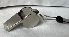 Solid Metal Referee Whistle With Black Lanyard Coach Whistle For Sports Games