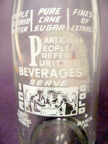 Botella POP de soda vintage ACL: PUREZA variación #1 de MANOR, PA - 7 oz ACL - Imagen 3 de 3
