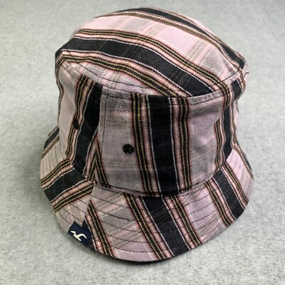 Hollister Bucket Hat Pink Black Plaid One Size Adult