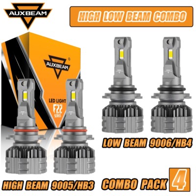AUXBEAM F22 90W 9005 9006 LED Headlights High Low Beam Bright W/ Canbus Decoder