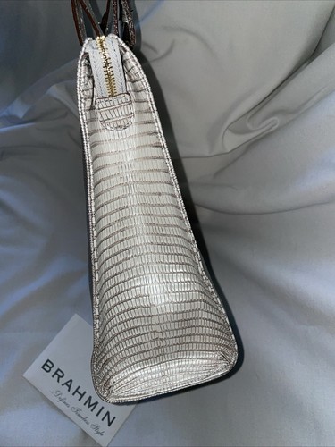 BRAHMIN Anywhere Tote - Seashell Fashion Lizard HANDBAG Gold Excellent - Picture 6 of 18