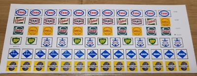 73 X  ESSO , SCHELL , BP , TEXACO , usw Decal's Klein  8/11 ; 11/11  &  13/8 mm