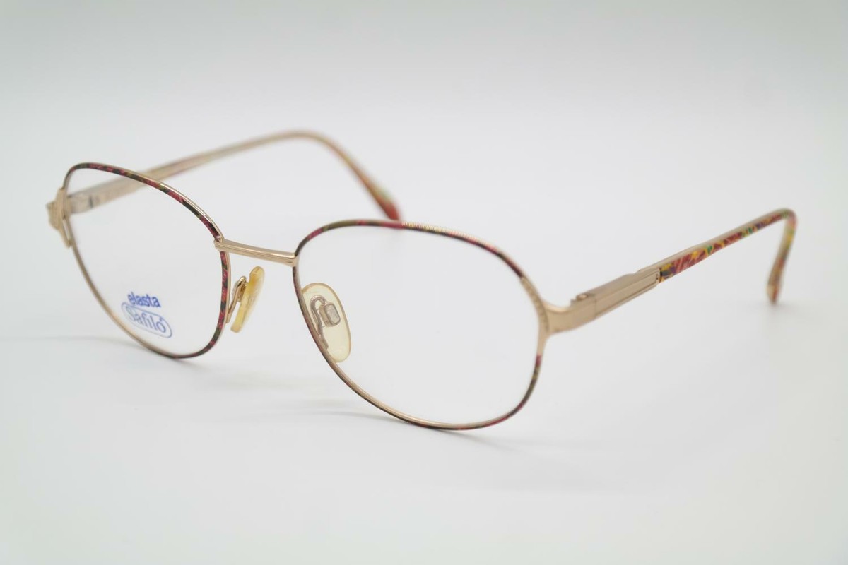 メガネ SAFILO Safilo - CF 1025 - LKS 15 GOLD BLUE Vintage Safilo 4592 Multicolored Gold Oval Glasses Eyeglass