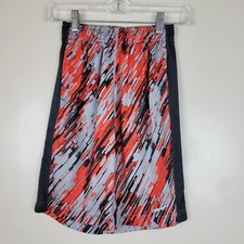 Nike M Youth Red Gray Long Basketball Active Shorts 2 Pockets