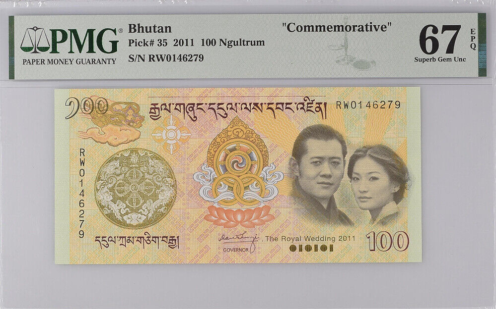 Bhutan 100 Ngultrum Max 74% OFF 2011 P 35 Max 43% OFF COMM. GEM PMG 67 Superb EPQ UNC NR