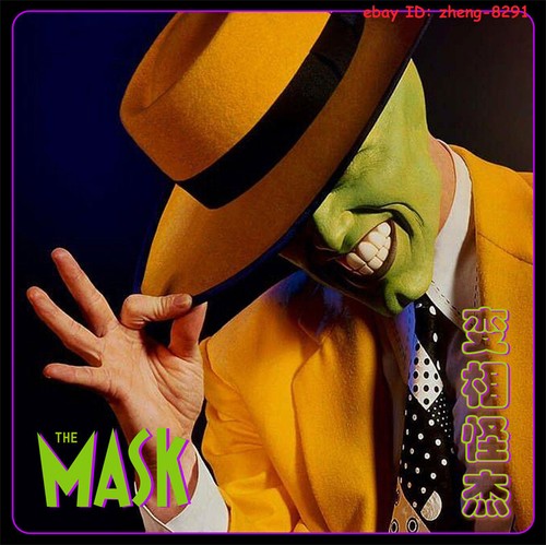The Mask Jim Carrey Cosplay Costume Halloween Yellow Suit Carnival Uniform W/Hat - Picture 10 of 20