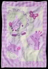 La Bonita Diya Baby Blanket Giraffe Zebra Hippo Butterfly Pink Green 39" X 55"