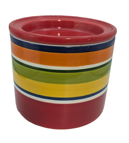 RARO!! Bidone arcobaleno Pier 1 Imports Summer Stripes con coperchio (vedi foto) leggi. - Foto 5 di 9