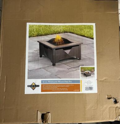 Mosaic 36 in Westland Wood Fire Pit with Wood Tile Tile Top NIB