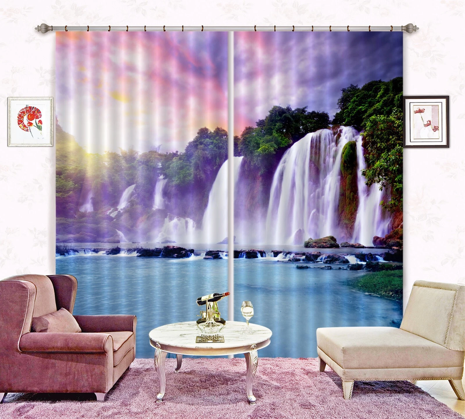 3D Waterfall Lake ZHUB267 Photo Curtain Window Blockout Fabric Amy 2023