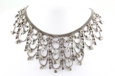 Clear Fancy Austrian Rhinestone Crystal Fancy Rose Necklace Earrings Set A48081