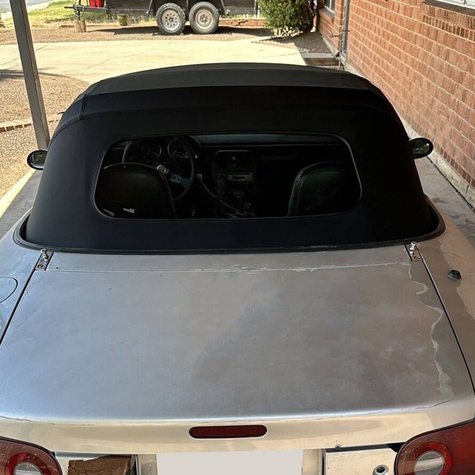 Black Convertible Soft Top With Clear Plastic Window For Mazda Miata MX-5 (1990-2005)