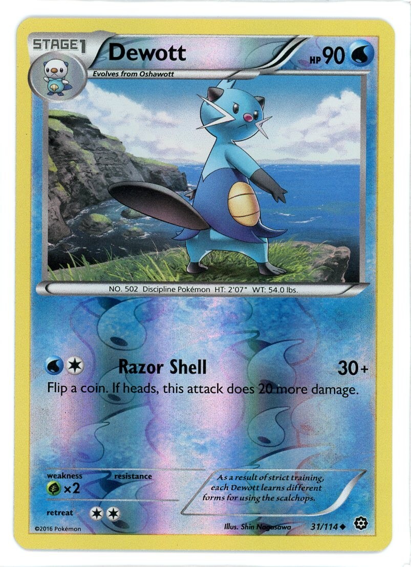 Dewott Reverse Holo 31/114 Steam Siege Pokemon Card