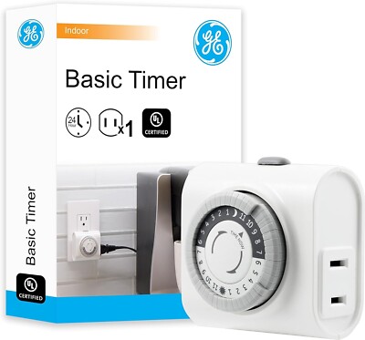 3x GE 24-Hour Indoor Basic Timer 1 Polarized Outlet, Plug-In, Daily On/Off Cycle