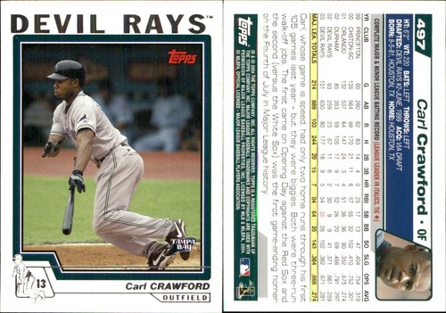 Carl Crawford 2004 Topps #497 Card Devil Rays FREE SHIP *AutographDen*