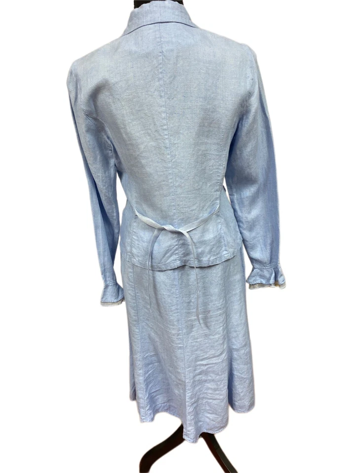 Traje WilliSmith Mujer Talla Pequeña De Colección 100% Lino Falda Festoneada Corneada Cremallera Oculta LEER Foto 2 de 4