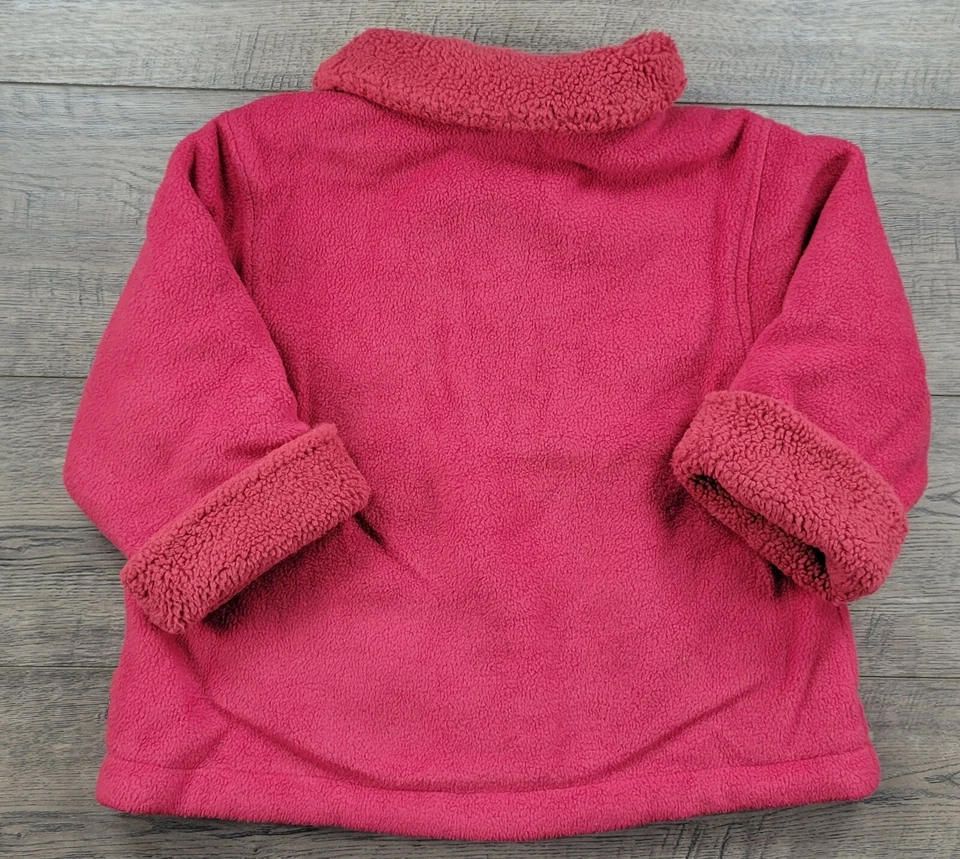 Jaqueta Fuzzy Vermelha Bebê Menina Vintage Gymboree Etiqueta Arco-íris X-Pequena 11/2-2 Anos - Imagem 3 de 3
