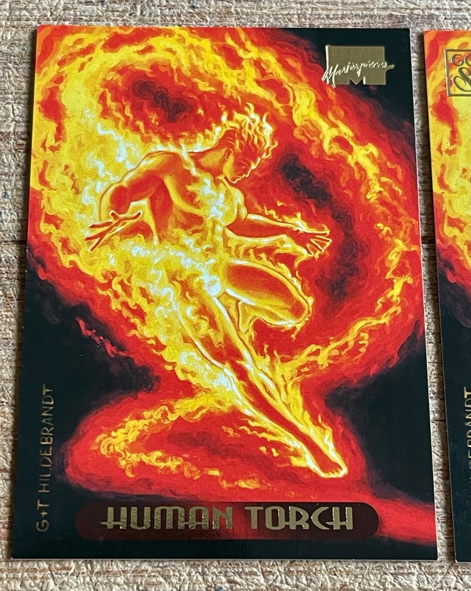 2-1995 Fleer Marvel Masterpiece Human Torch #52 Cards Gold