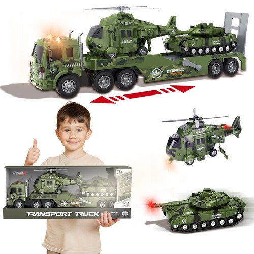 Military Combat Truck Helicopter Tank Toy Set Light & Sound Playset Kids Game - Picture 9 of 12