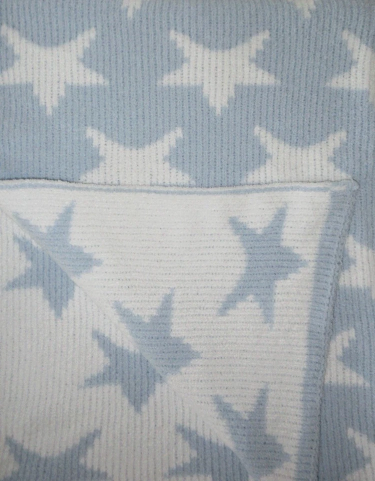 Manta bebé chenilla estrellas azul blanco reversible tejida RN# 118620 Manhattan niños Foto 3 de 4