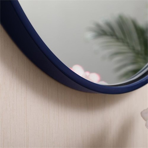 Elegant Decor Eternity 18" Round Mid Century Metal Frame Hooked Mirror in Blue - 第 7/7 張圖片