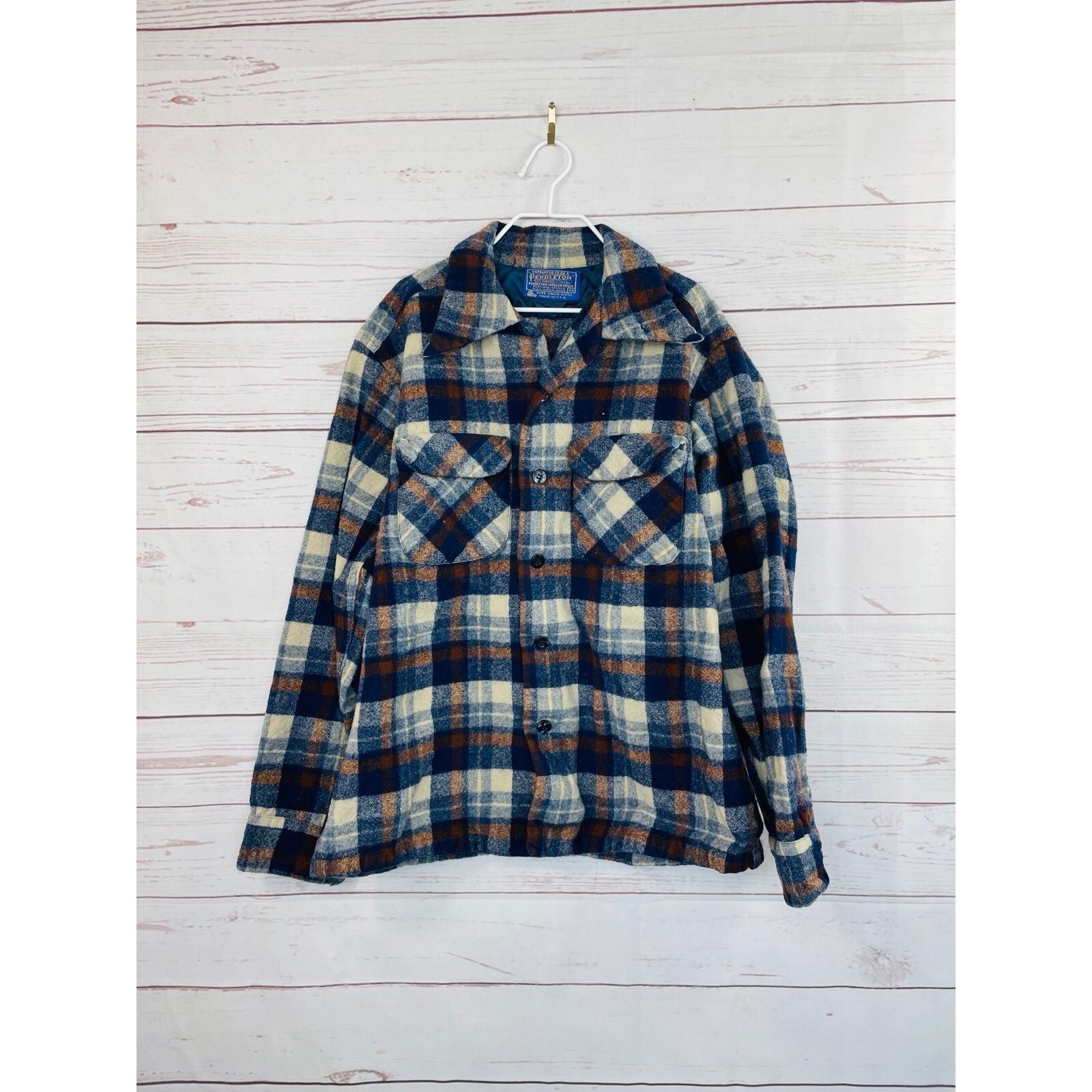 Vintage Pendleton Flannel Wool Button Down Shirt … - image 1