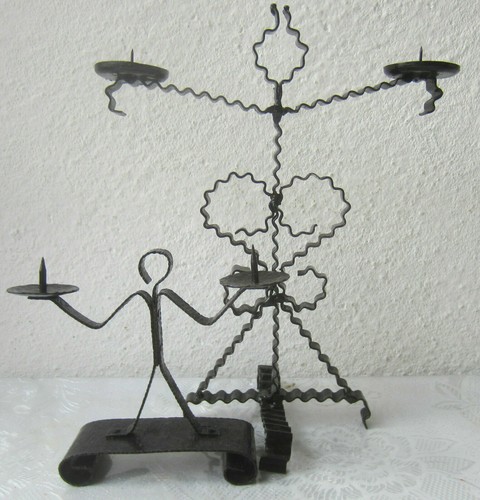 2 x Schmiedeeisen Vintage Kerzenständer Kerzenständer Mensch / Mensch geformt, Metall - Bild 2 von 10