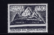 Italy 1965 Mont Blanc Highest Alp Skiing Cable Car, Tunnel to France SC 913 MNH