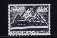 Italy 1965 Mont Blanc Highest Alp Skiing Cable Car, Tunnel to France SC 913 MNH