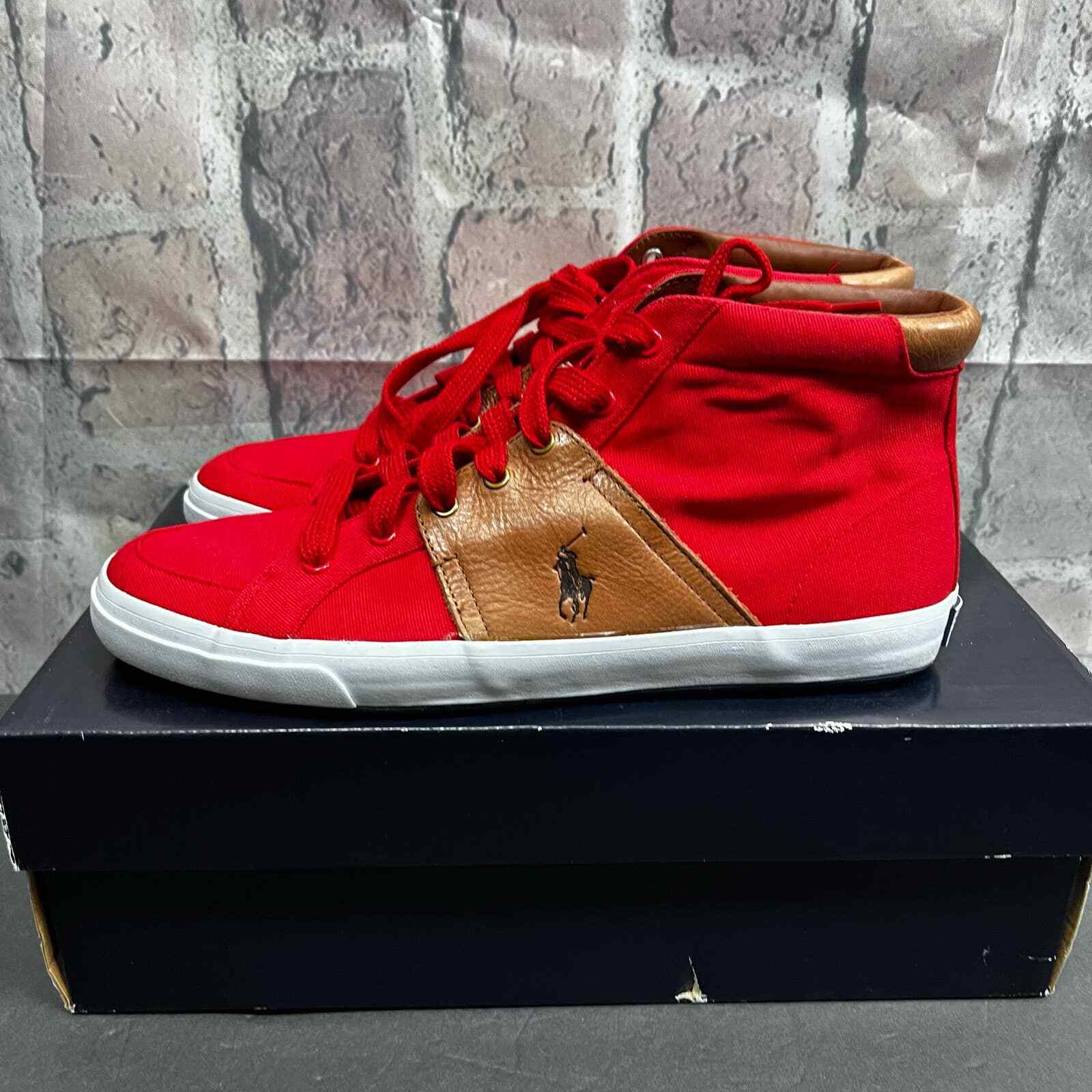 Polo Ralph Lauren Jaamal Mens Red HighTop Tennis Sneakers Size 10D eBay