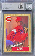 Pete Rose Signed 1987 Topps Card #393 Beckett Auto 10 17085581 Cincinnati Reds