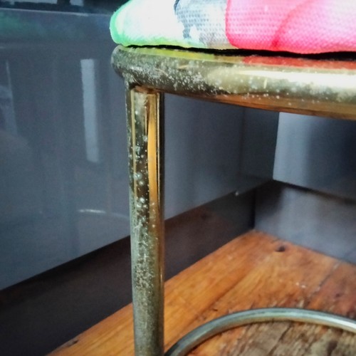Vintage upcycled 70s tubular brass stool Timorous Beasties kaleidosplatt fabric - Picture 9 of 9