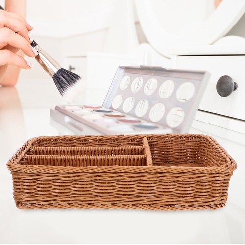 Woven Fruit Basket Silverware Drawer Organizer Rattan Storage Basket - Picture 3 of 12