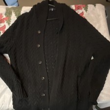 Gap Black Cable-Knit Button-Up Cardigan Sweater XXL Long Sleeve