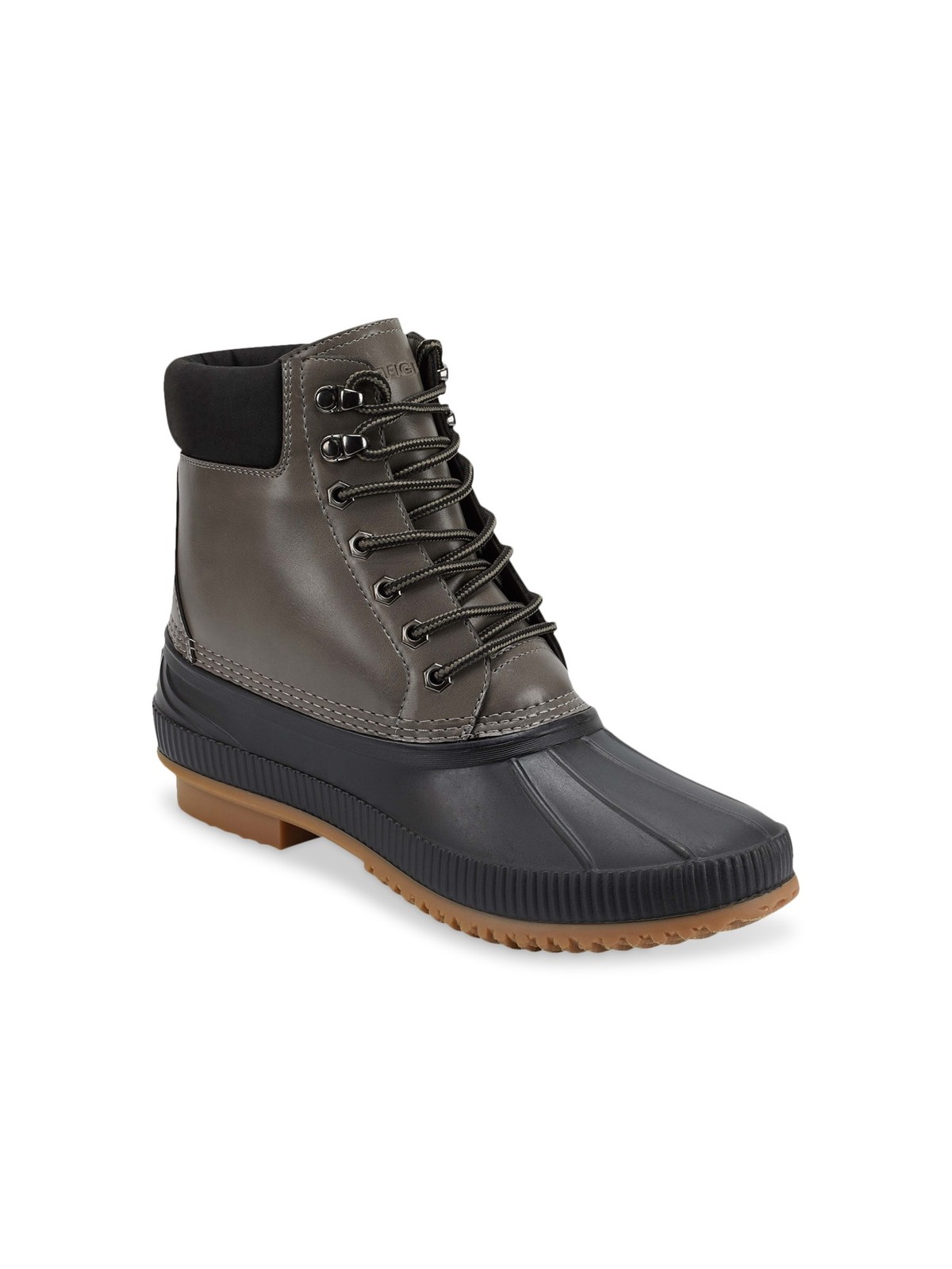 TOMMY HILFIGER Mens Black Waterproof Duck Boots Round Toe Size 13
