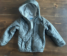 Columbia Kids Puffer Jacket Hooded Black Gray Winter Warm Coat XS 6/7