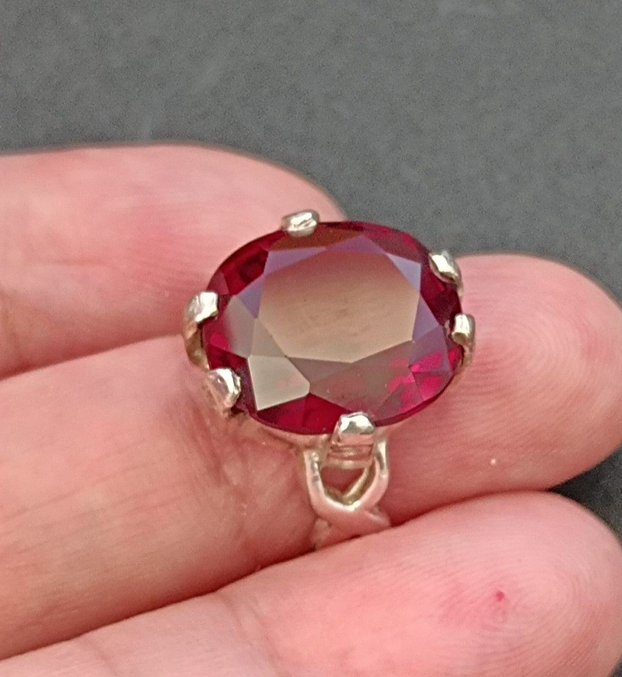 Vintage Sterling Silver Ring Large Ruby Tested Mo… - image 13