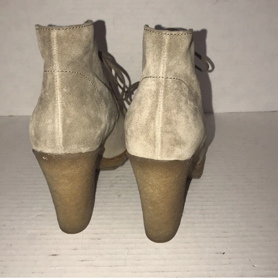 PRADA Linea Rossa Beige Suede Lace Up Ankle Boots, Size 37.5 - Image 3 of 4