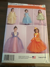 1303 SIMPLICITY COSTUME Princess DRESS GIRLS Size BB 3-6