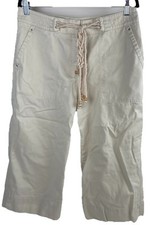 Lauren Ralph Lauren Women's Straight Capri Cropped Wide Leg Cream Pants Size 12