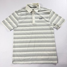 Under Armour HeatGear Mens Golf Polo Shirt Loose Fit Medium Striped Short Sleeve