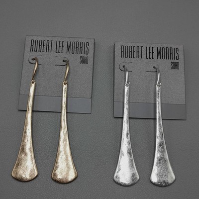 Robert Lee Morris Dangle Drop Earrings Gold Silver Metal Hook Closure