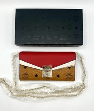 MCM Patricia Cognac/Red Coated Canvas Cross-body Chain Wallet MYL9SPA34CD001