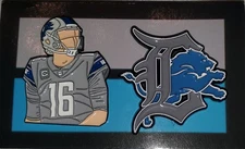 Detroit Lions Goff & Old English D  Pin Set 
