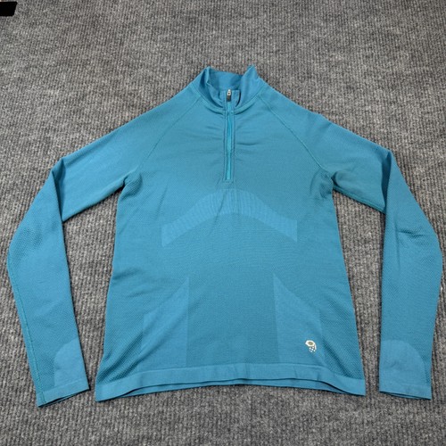 Mountain Hardwear, Mountain Hardwear Seamless Quarter Zip Base Layer Top Womens Teal Long Sleeve