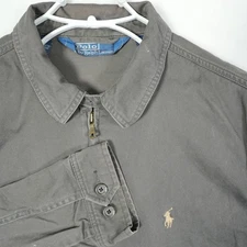 Polo Ralph Lauren Harrington Jacket Men's Grey Full Zip Jacket Cream Pony Size M