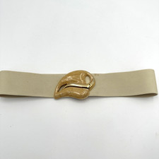 Vintage 80 s Stretch Accent Belt Tan Cream Beige Cloud Swirl Gold