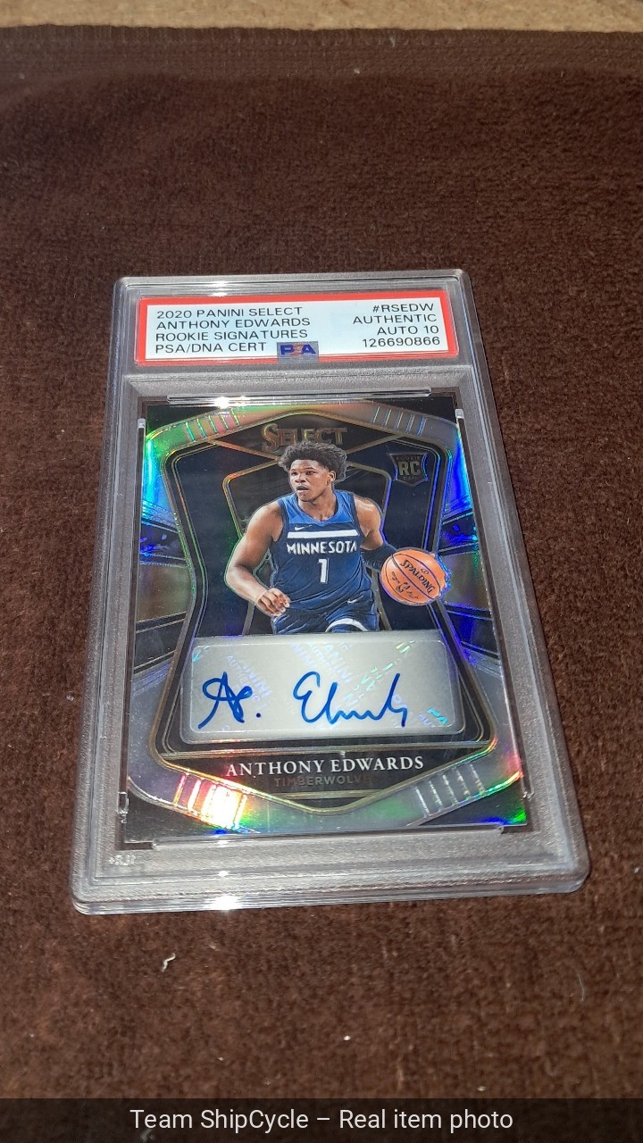 2020 Panini Select Rookie Signature Anthony Edwards RSEDW 249 PSA Auth A G1N view 3