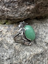 Vintage 925 Sterling Silver Ring with Jade Size 6.75US Women's Decoration